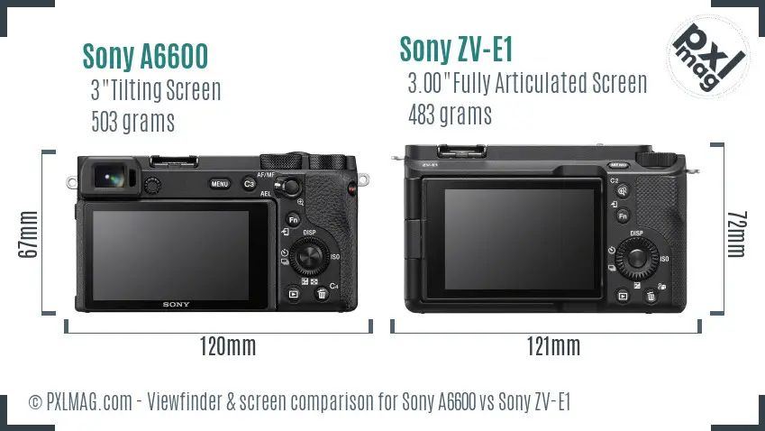 Sony A6600 vs Sony ZV-E1 Screen and Viewfinder comparison Sony A6600 vs Sony ZV-E1 Screen and Viewfinder comparison