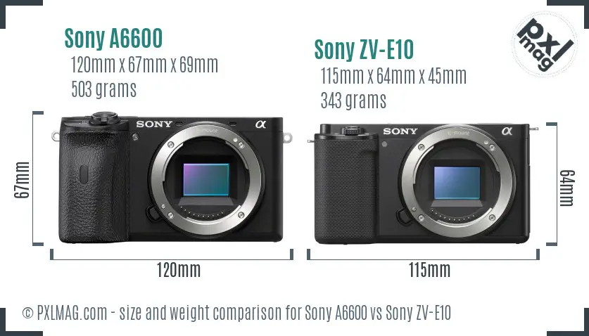 Sony A6600 vs Sony ZV-E10 size comparison