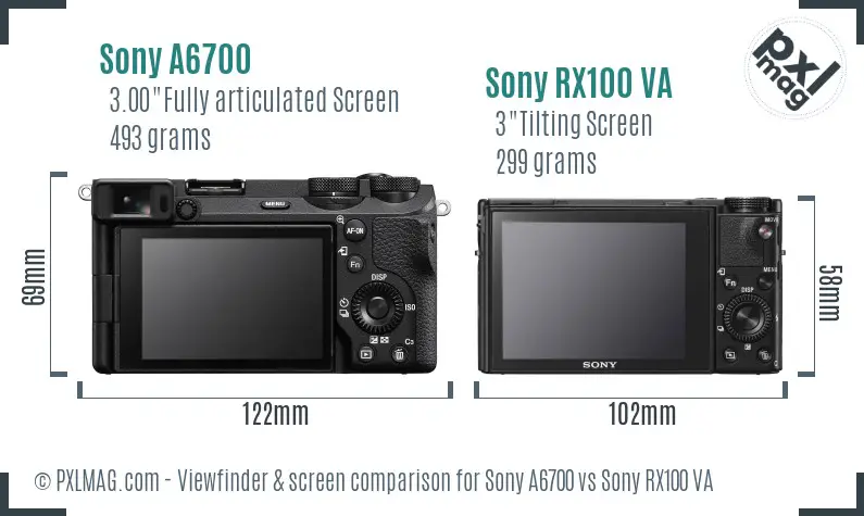 Sony A6700 vs Sony RX100 VA Screen and Viewfinder comparison