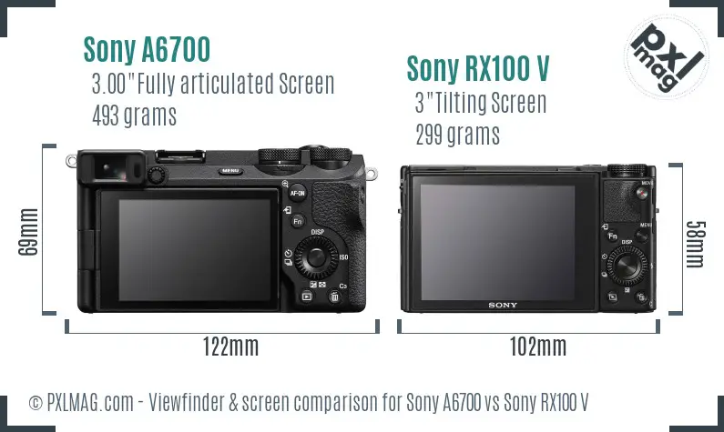 Sony A6700 vs Sony RX100 V Screen and Viewfinder comparison Sony A6700 vs Sony RX100 V Screen and Viewfinder comparison