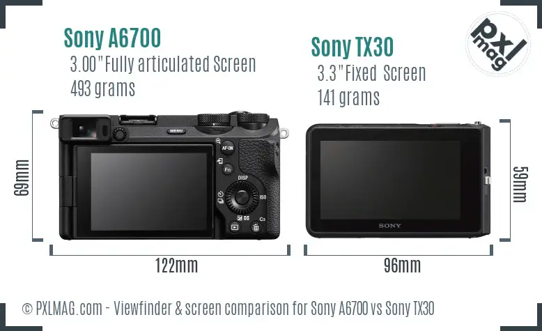 Sony A6700 vs Sony TX30 Screen and Viewfinder comparison Sony A6700 vs Sony TX30 Screen and Viewfinder comparison