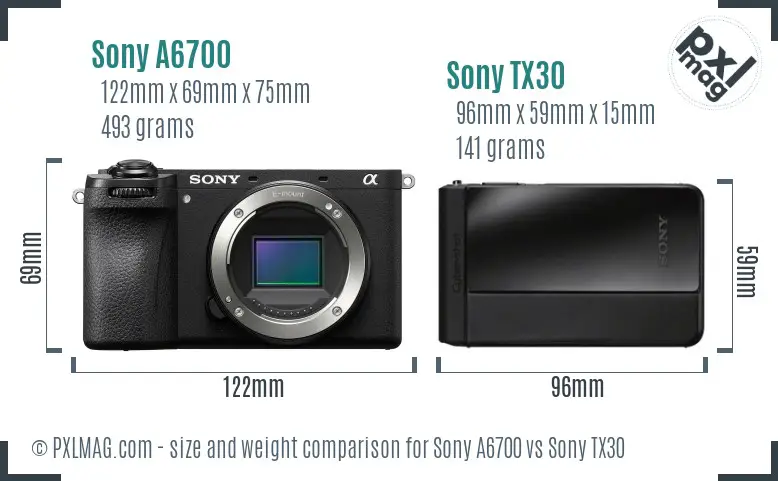 Sony A6700 vs Sony TX30 size comparison Sony A6700 vs Sony TX30 size comparison
