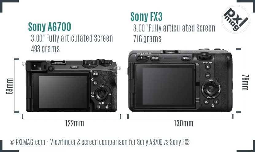 Sony A6700 vs Sony FX3 Screen and Viewfinder comparison Sony A6700 vs Sony FX3 Screen and Viewfinder comparison