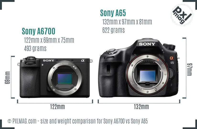 Sony A6700 vs Sony A65 size comparison Sony A6700 vs Sony A65 size comparison
