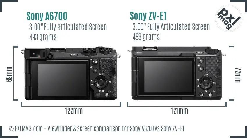 Sony A6700 vs Sony ZV-E1 Screen and Viewfinder comparison Sony A6700 vs Sony ZV-E1 Screen and Viewfinder comparison