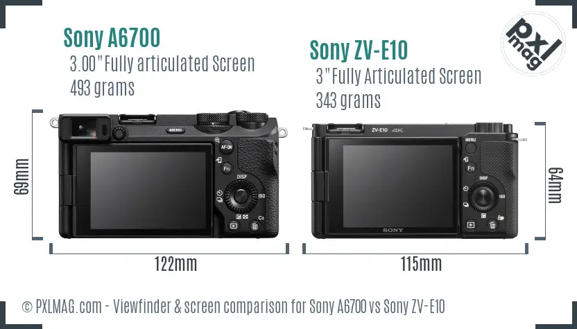 Sony A6700 vs Sony ZV-E10 Screen and Viewfinder comparison