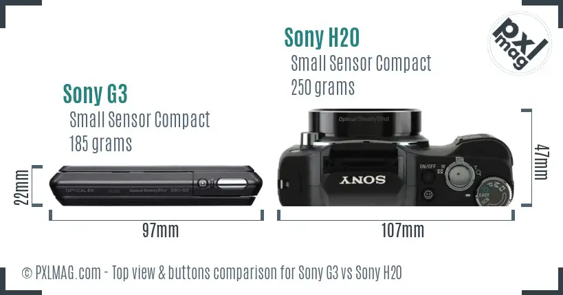 Sony G3 vs Sony H20 top view buttons comparison