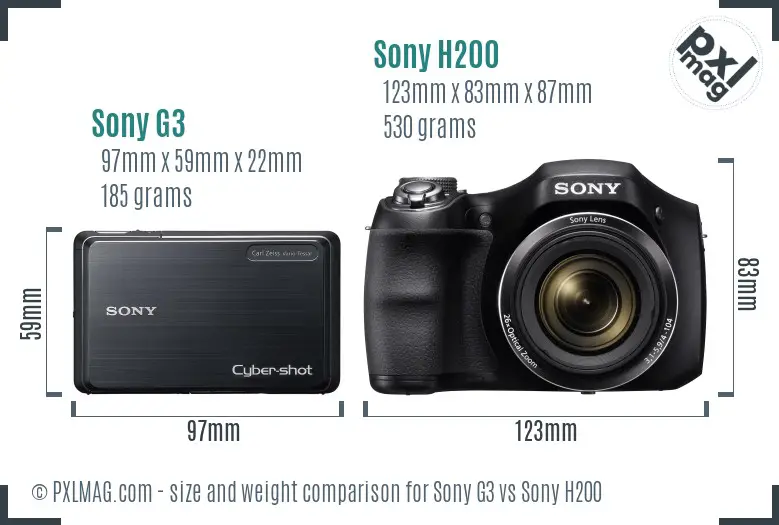 Sony G3 vs Sony H200 size comparison