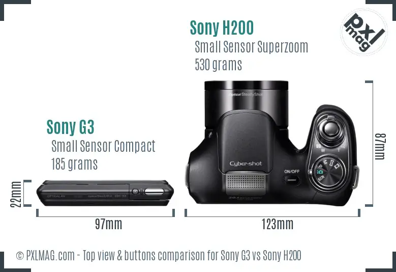 Sony G3 vs Sony H200 top view buttons comparison