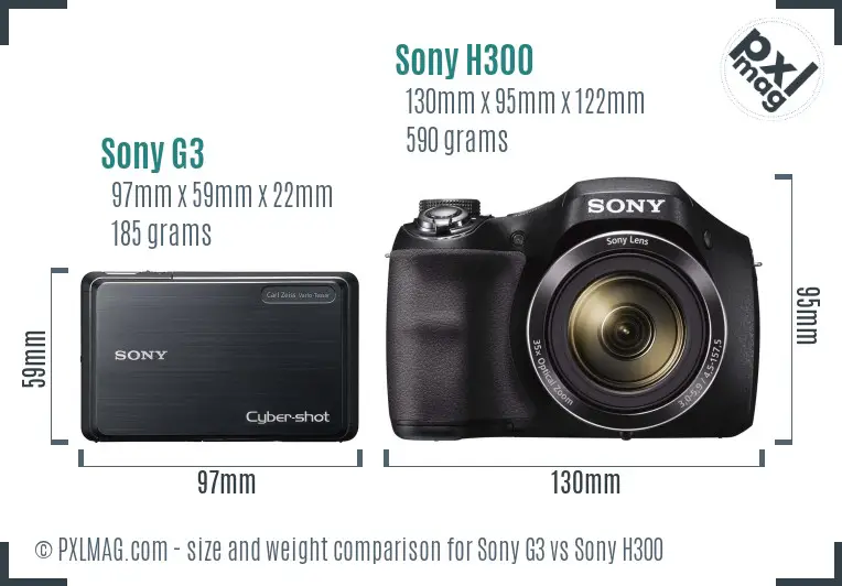 Sony G3 vs Sony H300 size comparison