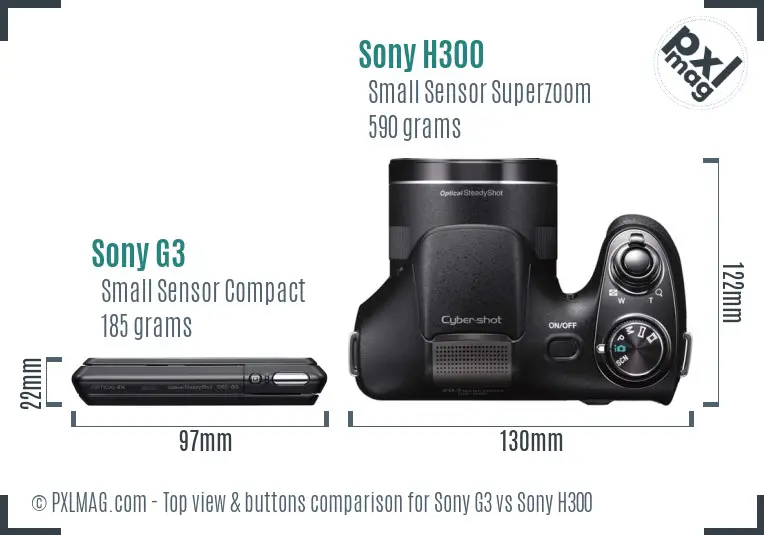 Sony G3 vs Sony H300 top view buttons comparison