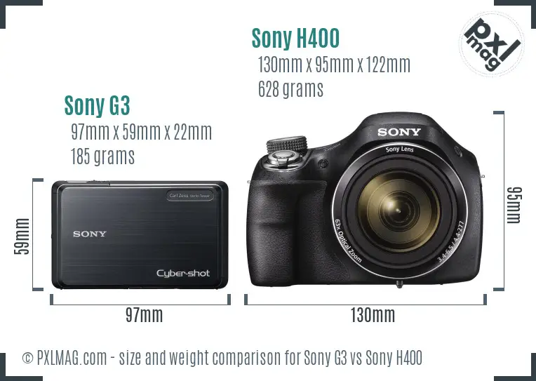 Sony G3 vs Sony H400 size comparison