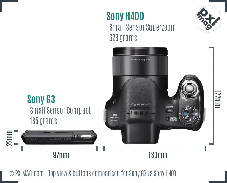 Sony G3 vs Sony H400 top view buttons comparison