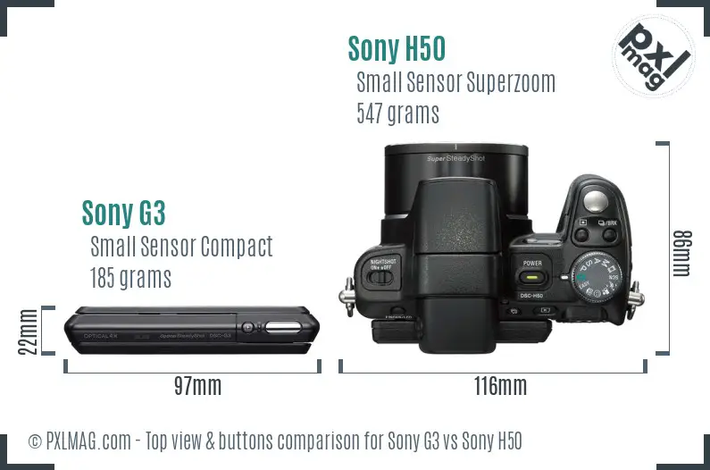 Sony G3 vs Sony H50 top view buttons comparison