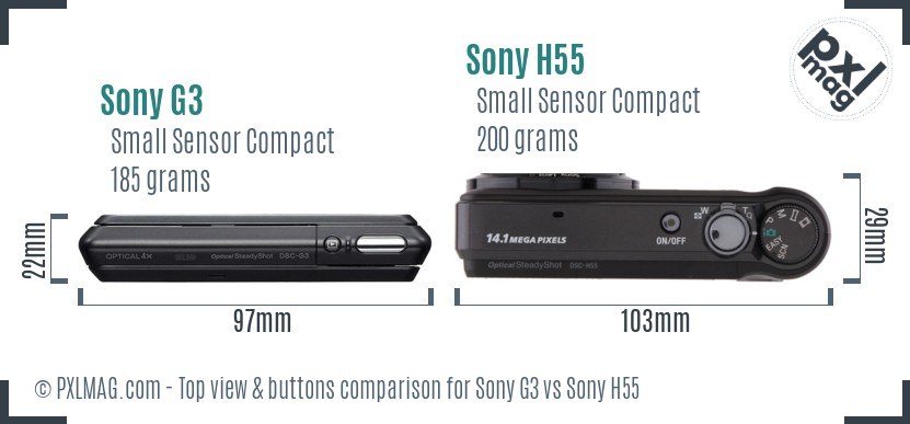 Sony G3 vs Sony H55 top view buttons comparison