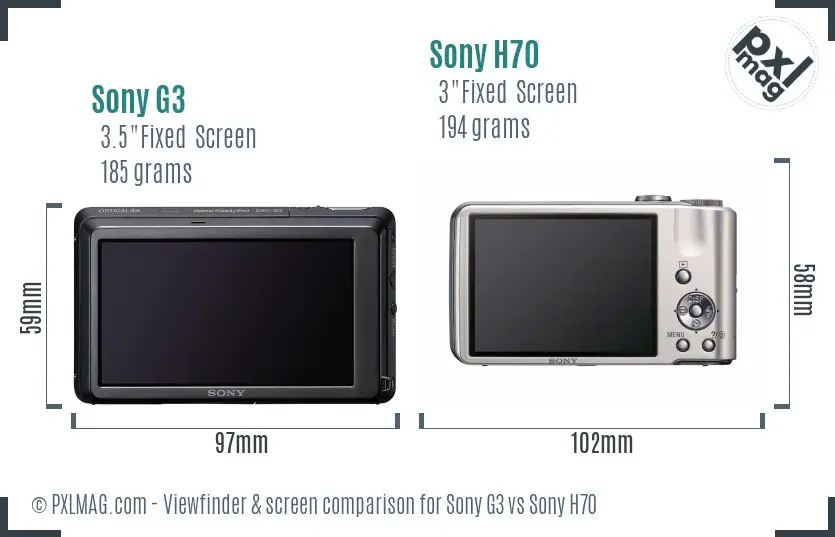 Sony G3 vs Sony H70 Screen and Viewfinder comparison