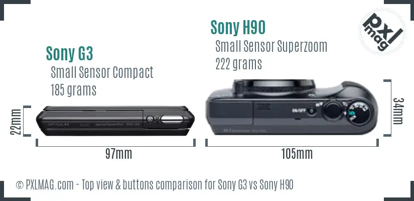 Sony G3 vs Sony H90 top view buttons comparison