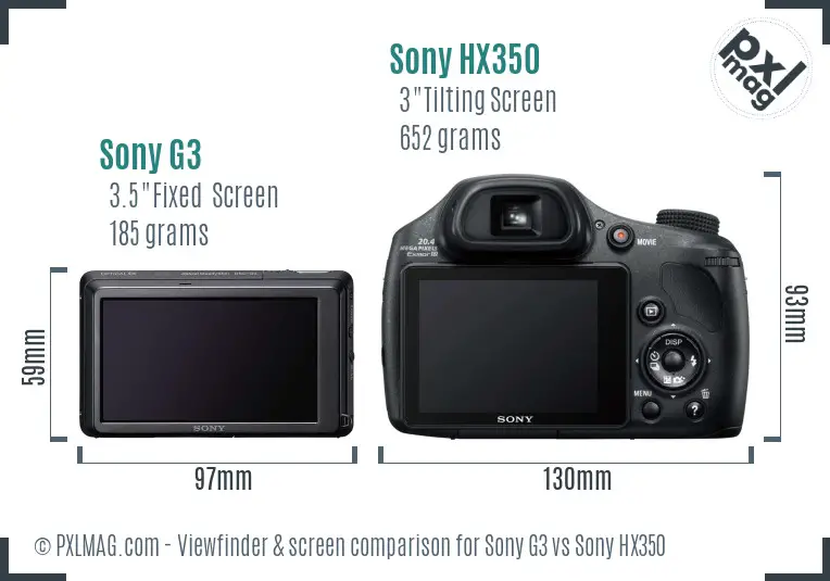 Sony G3 vs Sony HX350 Screen and Viewfinder comparison