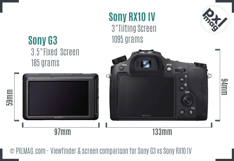 Sony G3 vs Sony RX10 IV Screen and Viewfinder comparison
