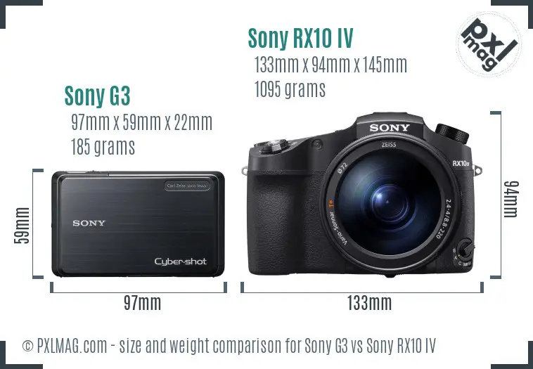 Sony G3 vs Sony RX10 IV size comparison