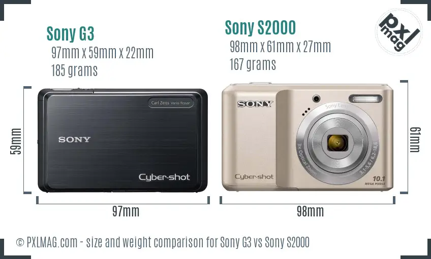 Sony G3 vs Sony S2000 size comparison