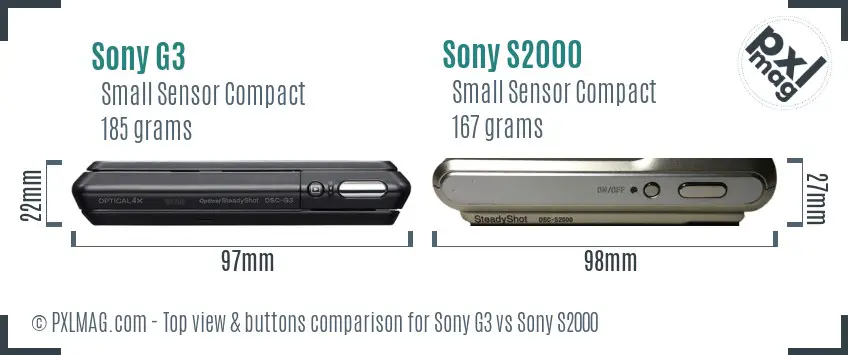 Sony G3 vs Sony S2000 top view buttons comparison