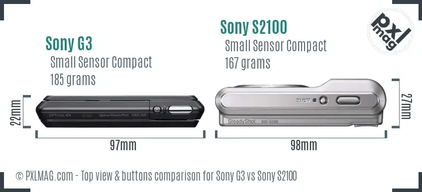Sony G3 vs Sony S2100 top view buttons comparison