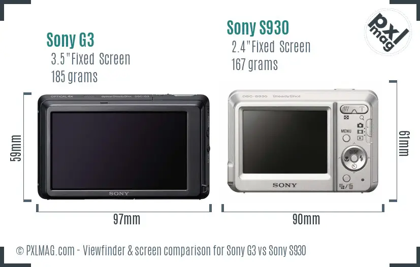 Sony G3 vs Sony S930 Screen and Viewfinder comparison