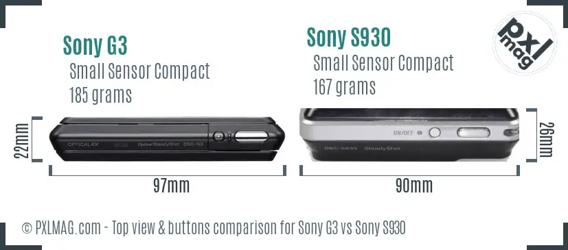 Sony G3 vs Sony S930 top view buttons comparison