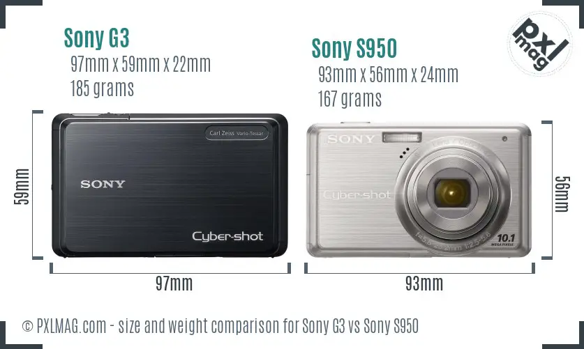 Sony G3 vs Sony S950 size comparison