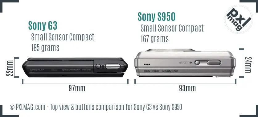 Sony G3 vs Sony S950 top view buttons comparison