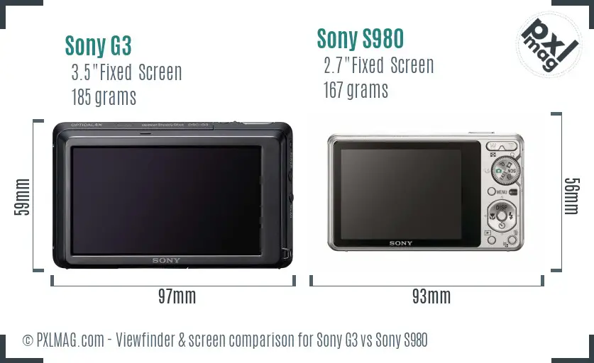 Sony G3 vs Sony S980 Screen and Viewfinder comparison