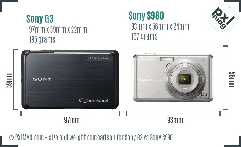 Sony G3 vs Sony S980 size comparison
