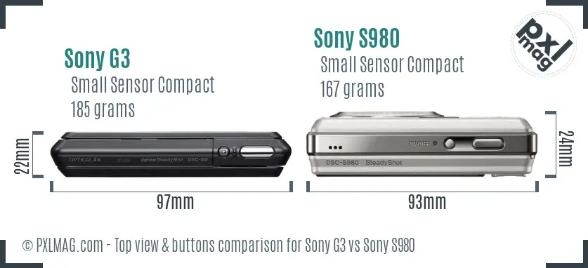 Sony G3 vs Sony S980 top view buttons comparison