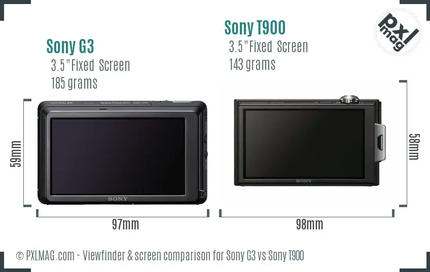 Sony G3 vs Sony T900 Screen and Viewfinder comparison