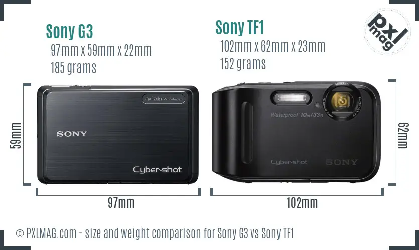 Sony G3 vs Sony TF1 size comparison