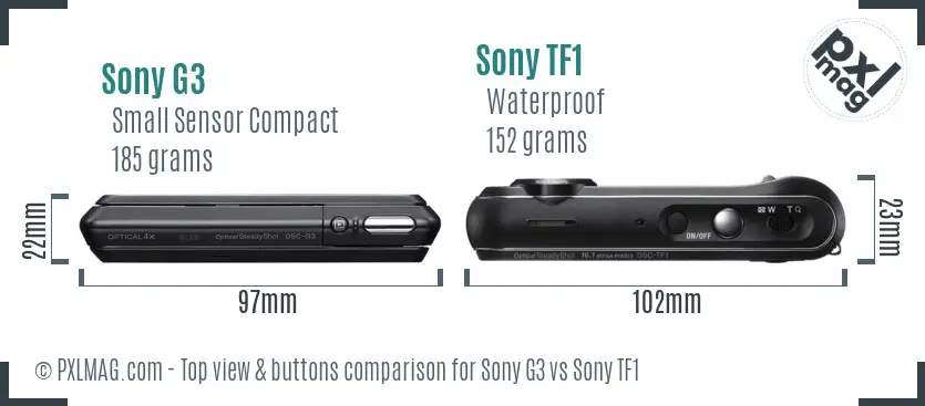 Sony G3 vs Sony TF1 top view buttons comparison