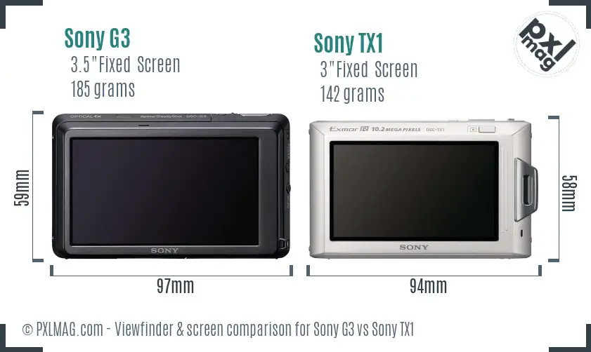 Sony G3 vs Sony TX1 Screen and Viewfinder comparison