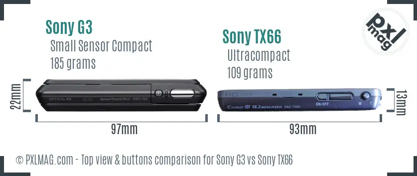 Sony G3 vs Sony TX66 top view buttons comparison