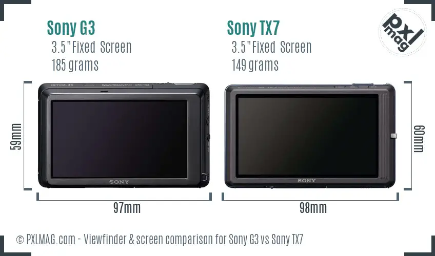 Sony G3 vs Sony TX7 Screen and Viewfinder comparison
