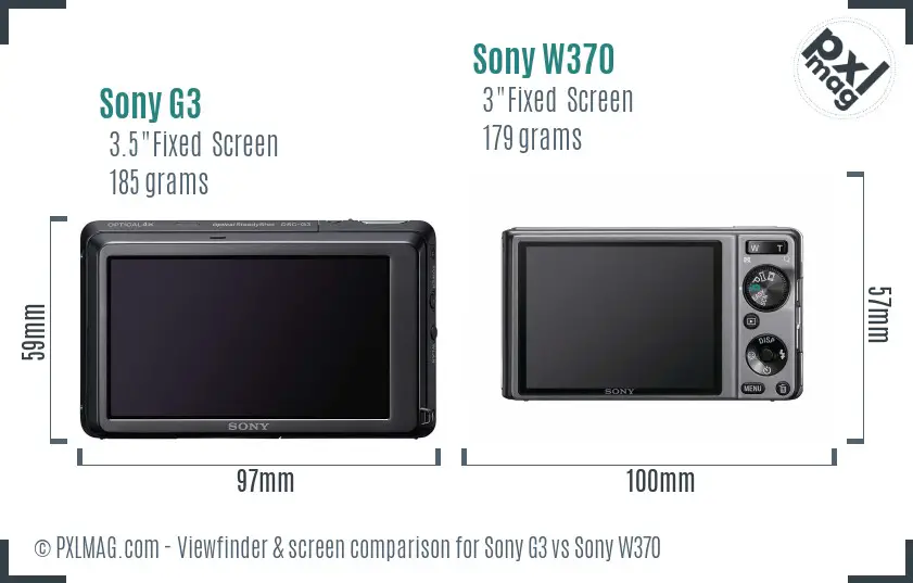 Sony G3 vs Sony W370 Screen and Viewfinder comparison