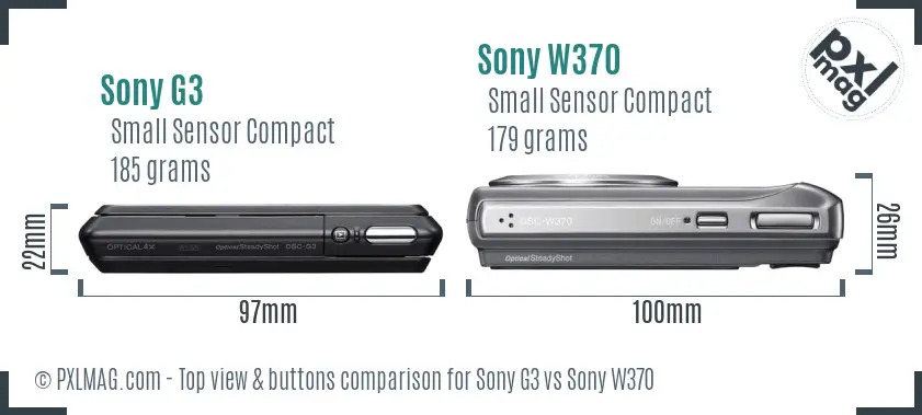 Sony G3 vs Sony W370 top view buttons comparison