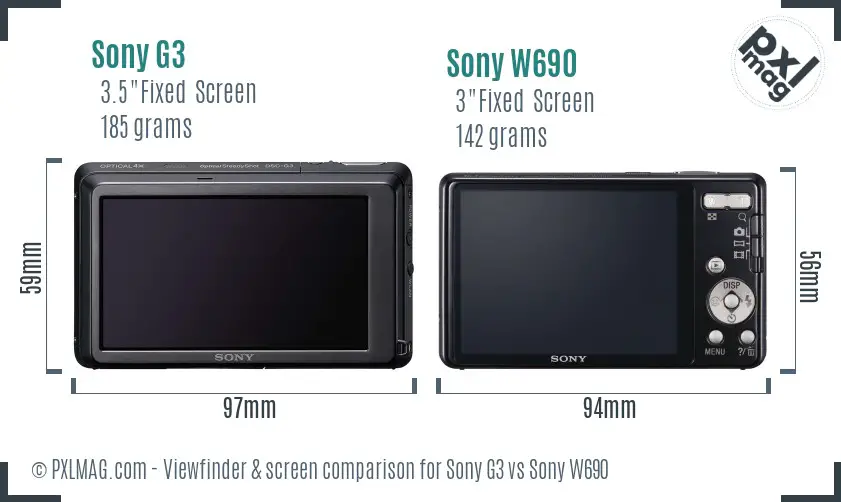 Sony G3 vs Sony W690 Screen and Viewfinder comparison