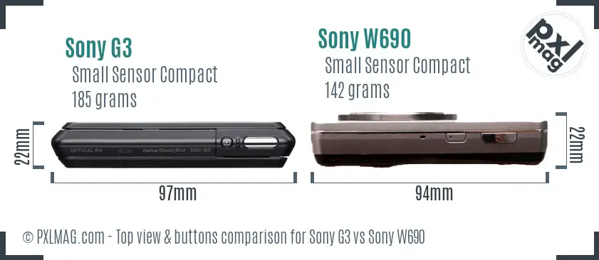 Sony G3 vs Sony W690 top view buttons comparison