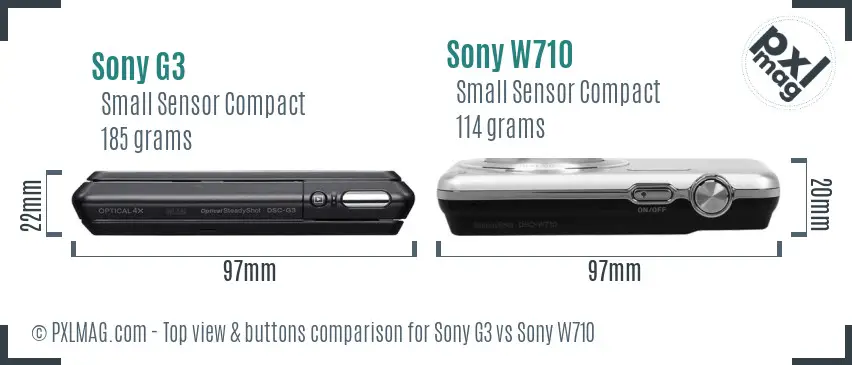 Sony G3 vs Sony W710 top view buttons comparison