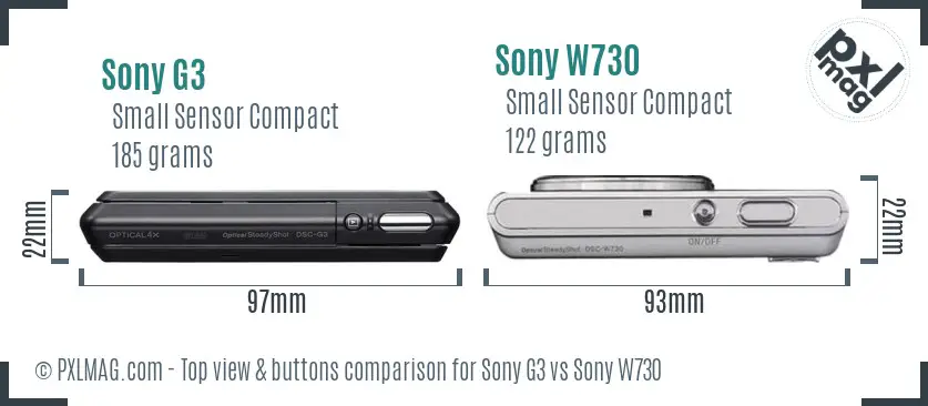 Sony G3 vs Sony W730 top view buttons comparison