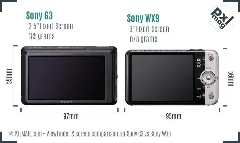 Sony G3 vs Sony WX9 Screen and Viewfinder comparison