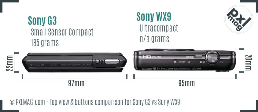 Sony G3 vs Sony WX9 top view buttons comparison