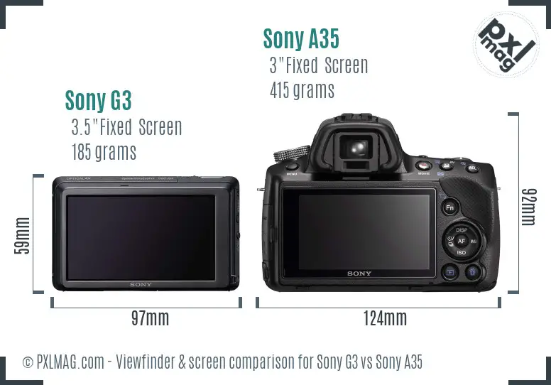 Sony G3 vs Sony A35 Screen and Viewfinder comparison