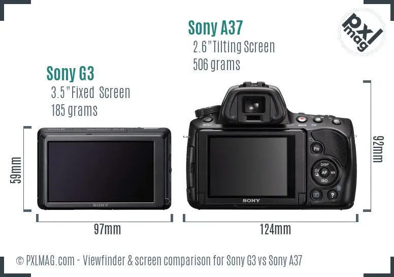 Sony G3 vs Sony A37 Screen and Viewfinder comparison